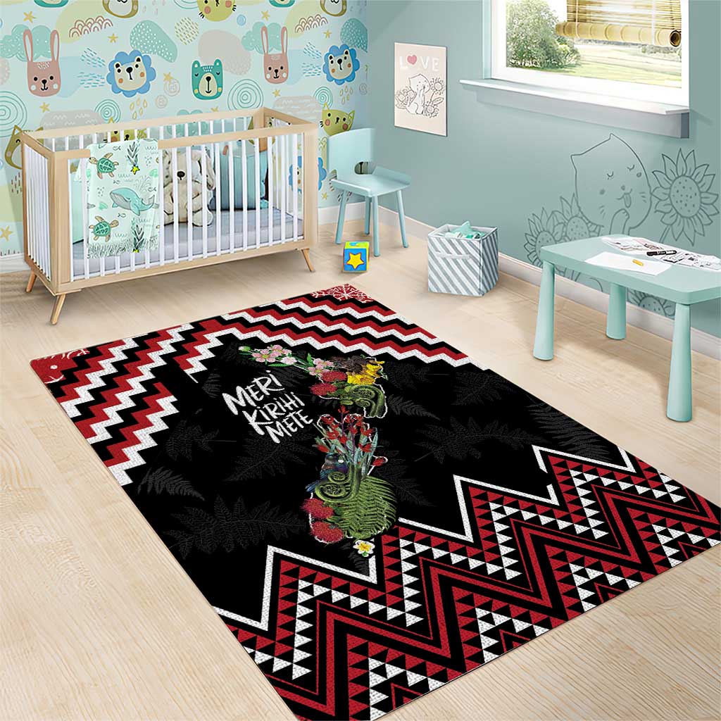 New Zealand Christmas Taniko Poutama Area Rug Flora Map with Birds - Vibe Hoodie
