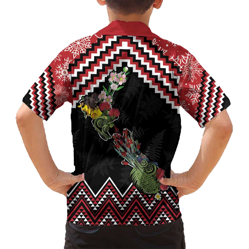 New Zealand Christmas Taniko Poutama Family Matching Long Sleeve Bodycon Dress and Hawaiian Shirt Flora Map with Birds - Vibe Hoodie