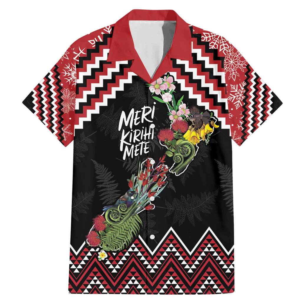 New Zealand Christmas Taniko Poutama Family Matching Mermaid Dress and Hawaiian Shirt Flora Map with Birds - Vibe Hoodie