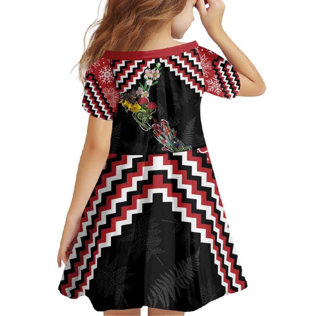 New Zealand Christmas Taniko Poutama Family Matching Off Shoulder Maxi Dress and Hawaiian Shirt Flora Map with Birds - Vibe Hoodie