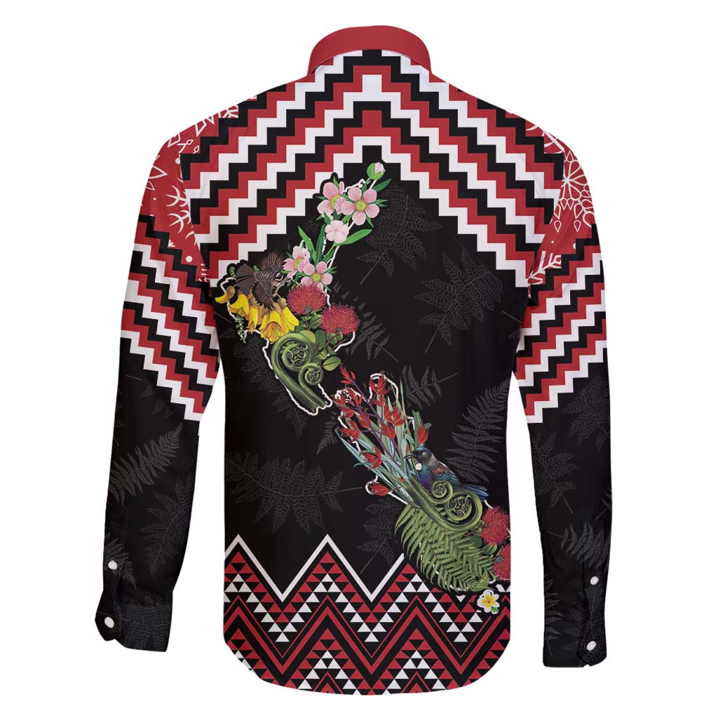 New Zealand Christmas Taniko Poutama Family Matching Off Shoulder Short Dress and Hawaiian Shirt Flora Map with Birds - Vibe Hoodie