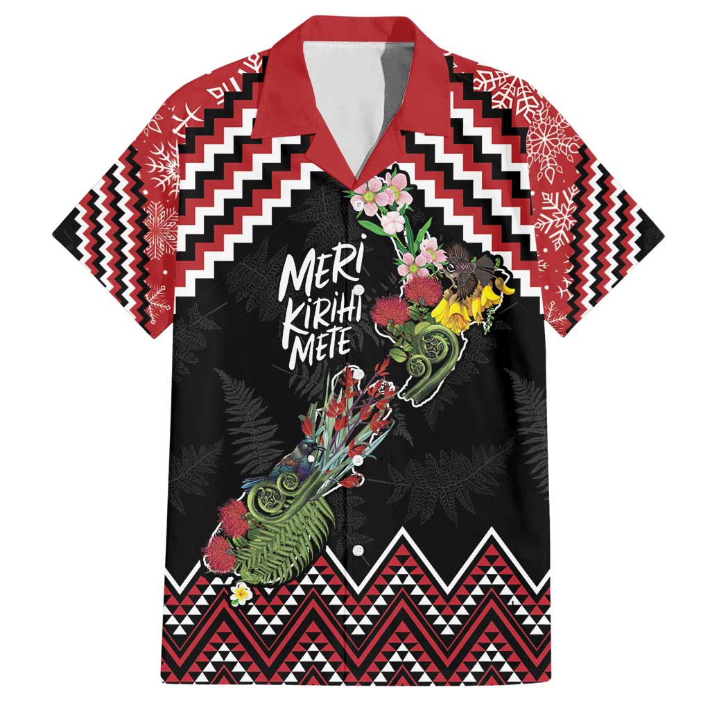 New Zealand Christmas Taniko Poutama Family Matching Puletasi and Hawaiian Shirt Flora Map with Birds - Vibe Hoodie