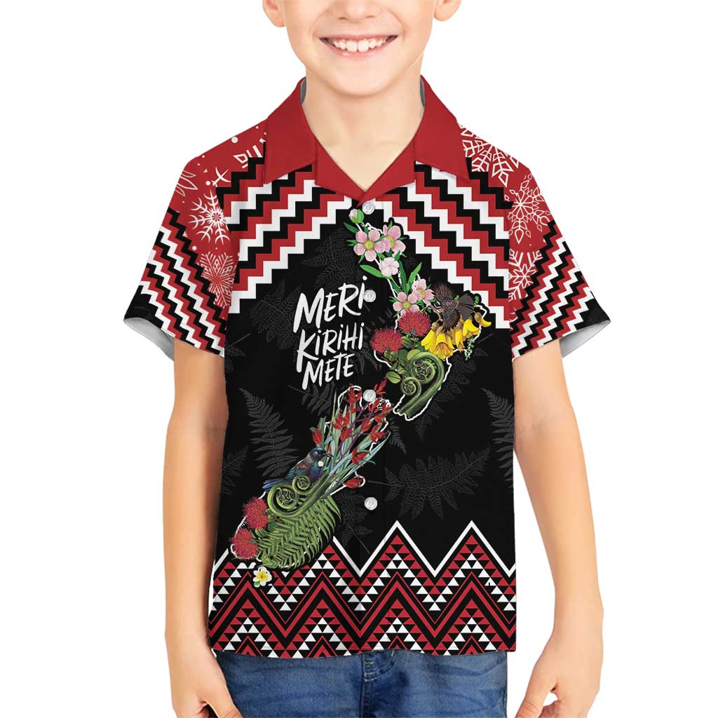 New Zealand Christmas Taniko Poutama Family Matching Puletasi and Hawaiian Shirt Flora Map with Birds - Vibe Hoodie