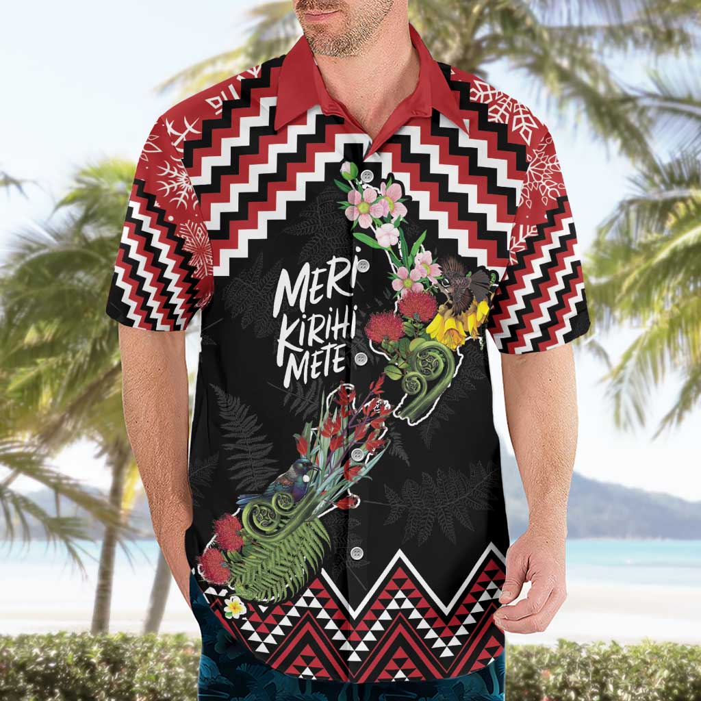 New Zealand Christmas Taniko Poutama Hawaiian Shirt Flora Map with Birds - Vibe Hoodie