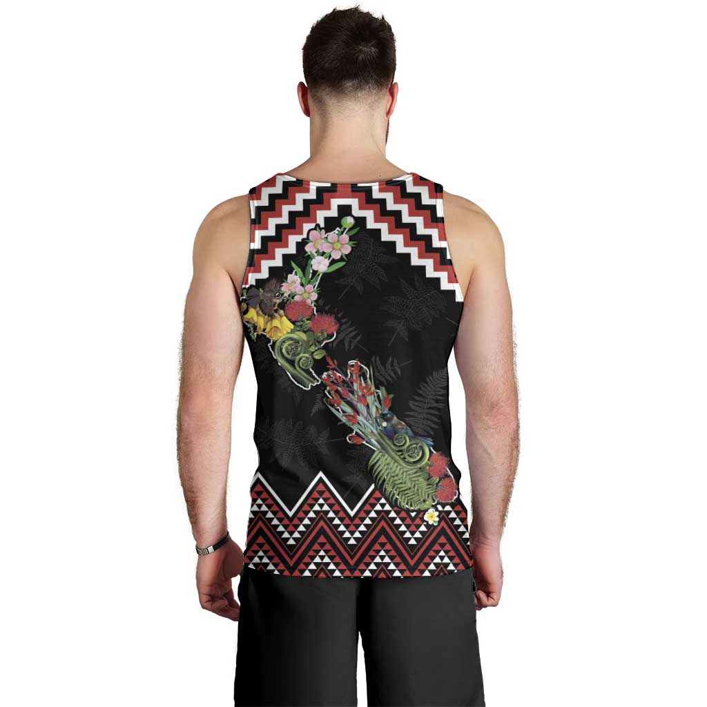 New Zealand Christmas Taniko Poutama Men Tank Top Flora Map with Birds - Vibe Hoodie