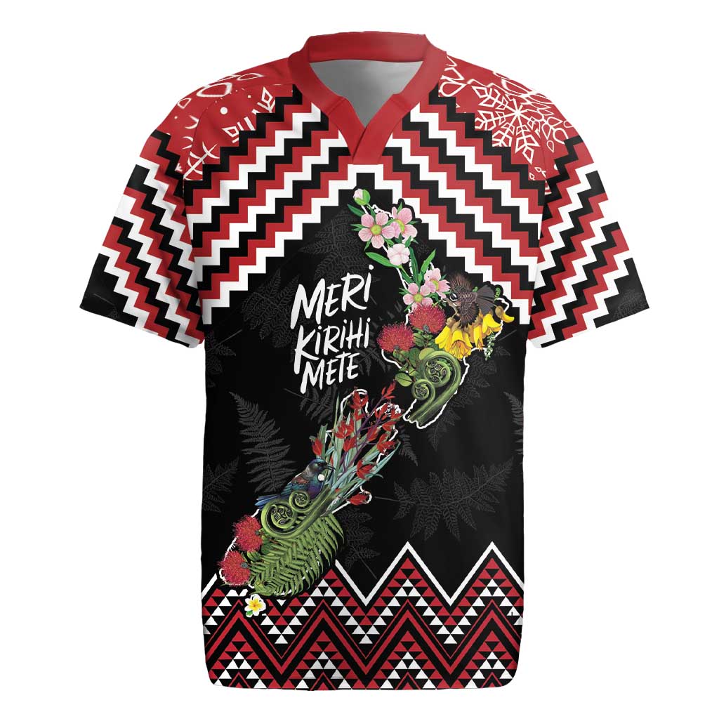 New Zealand Christmas Taniko Poutama Rugby Jersey Flora Map with Birds - Vibe Hoodie