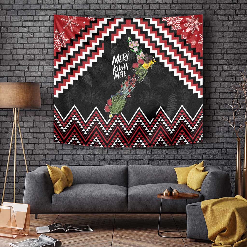 New Zealand Christmas Taniko Poutama Tapestry Flora Map with Birds - Vibe Hoodie