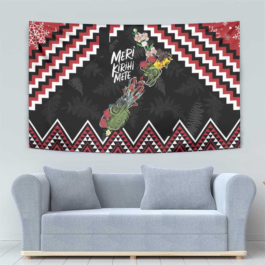 New Zealand Christmas Taniko Poutama Tapestry Flora Map with Birds - Vibe Hoodie