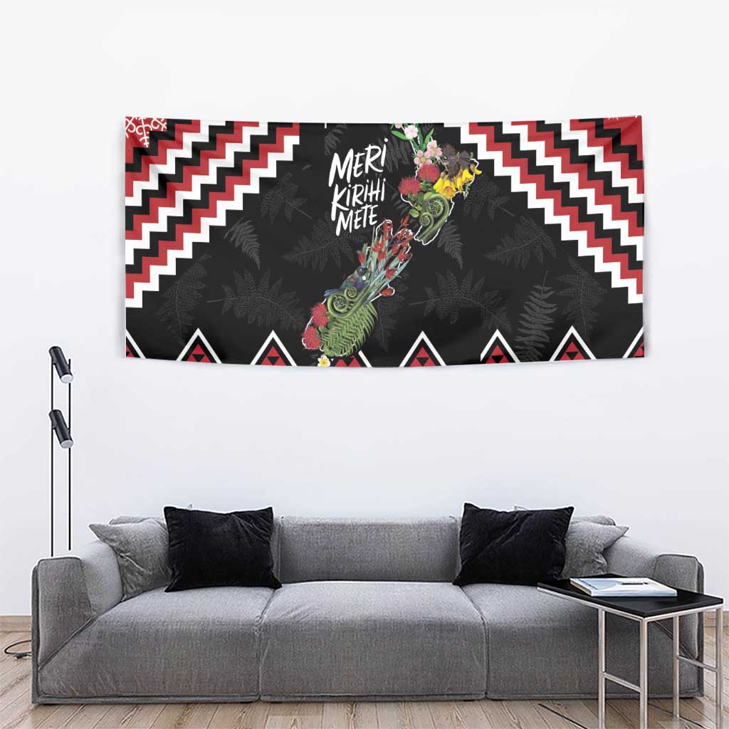 New Zealand Christmas Taniko Poutama Tapestry Flora Map with Birds - Vibe Hoodie