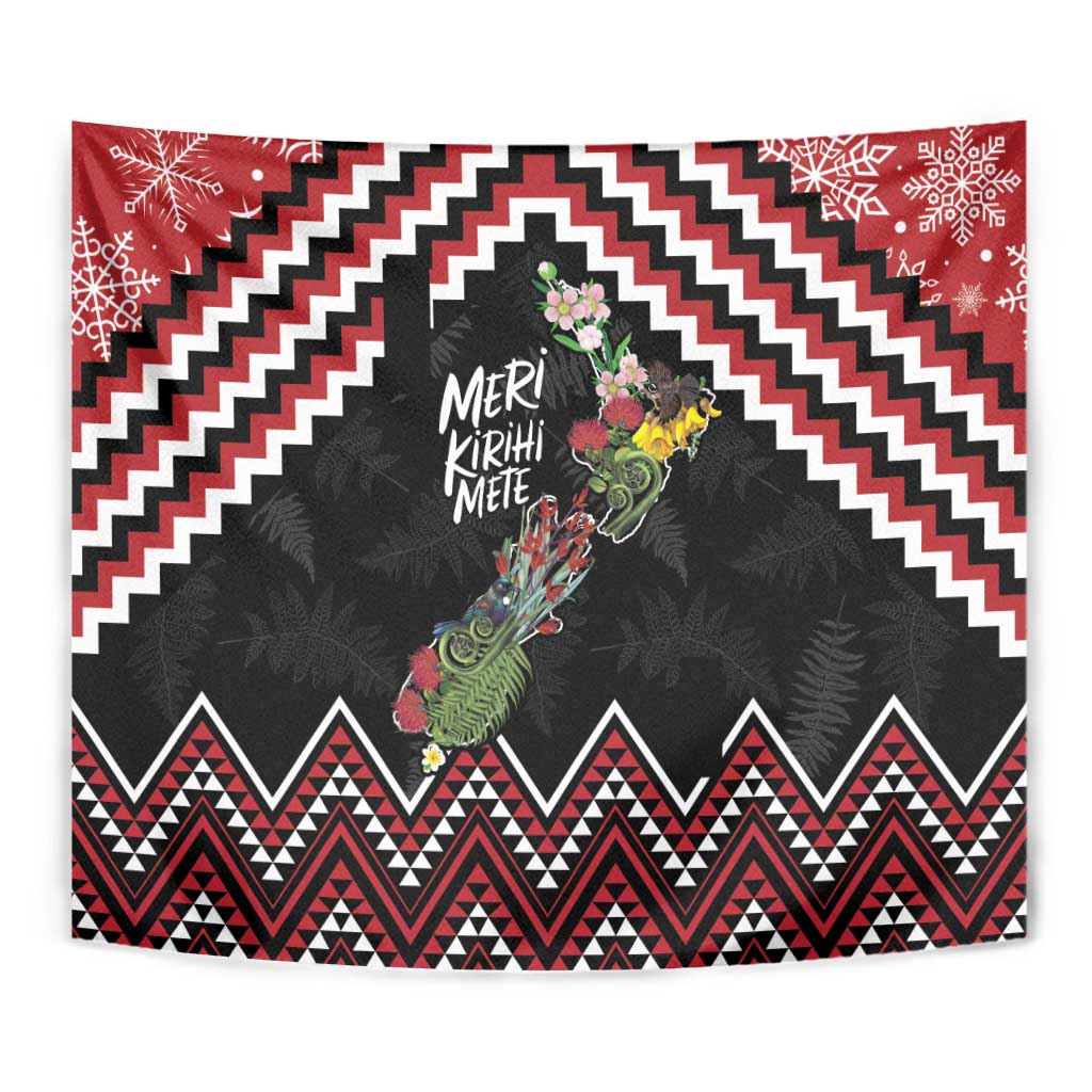 New Zealand Christmas Taniko Poutama Tapestry Flora Map with Birds - Vibe Hoodie