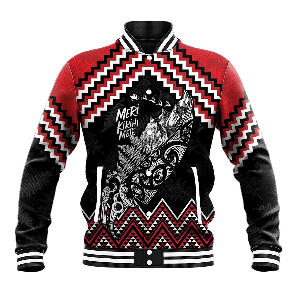 New Zealand Christmas Taniko Poutama Baseball Jacket Mountainscape Maori Fern - Vibe Hoodie