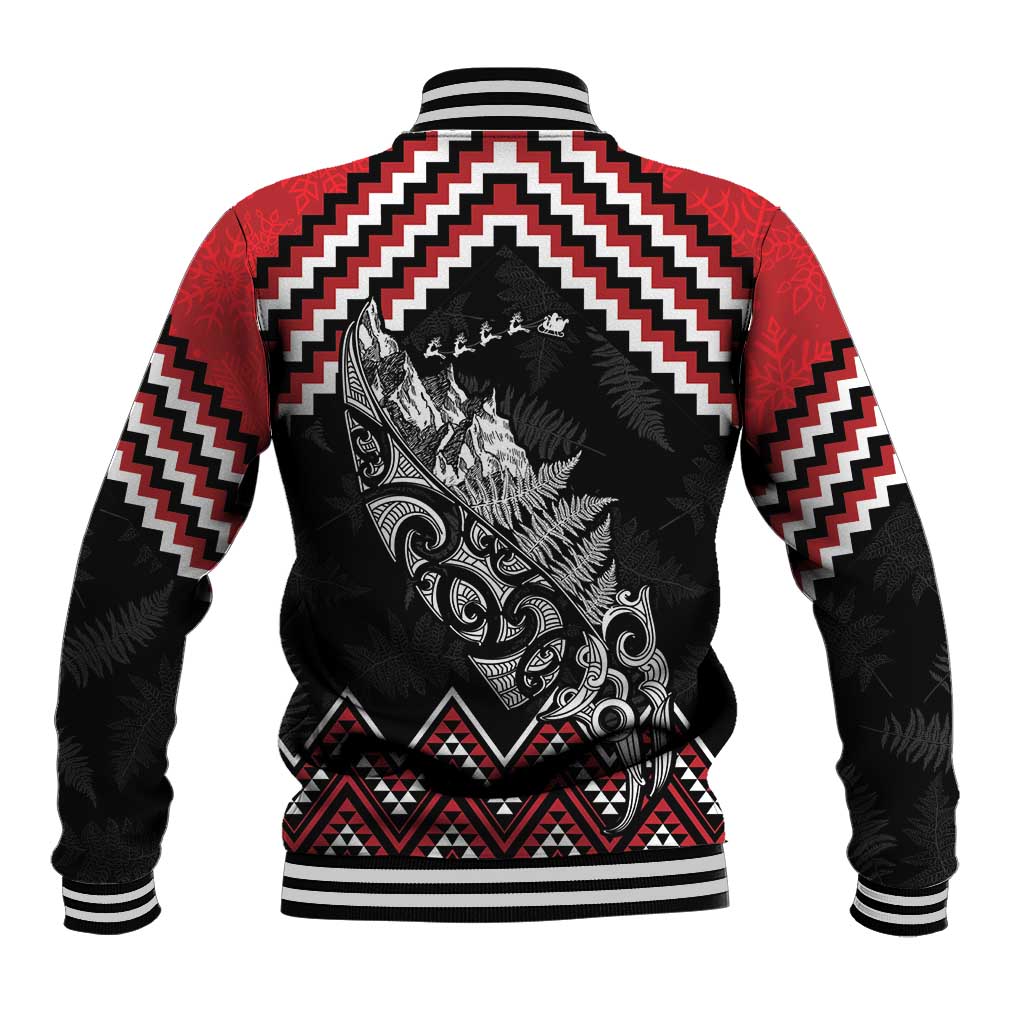 New Zealand Christmas Taniko Poutama Baseball Jacket Mountainscape Maori Fern - Vibe Hoodie