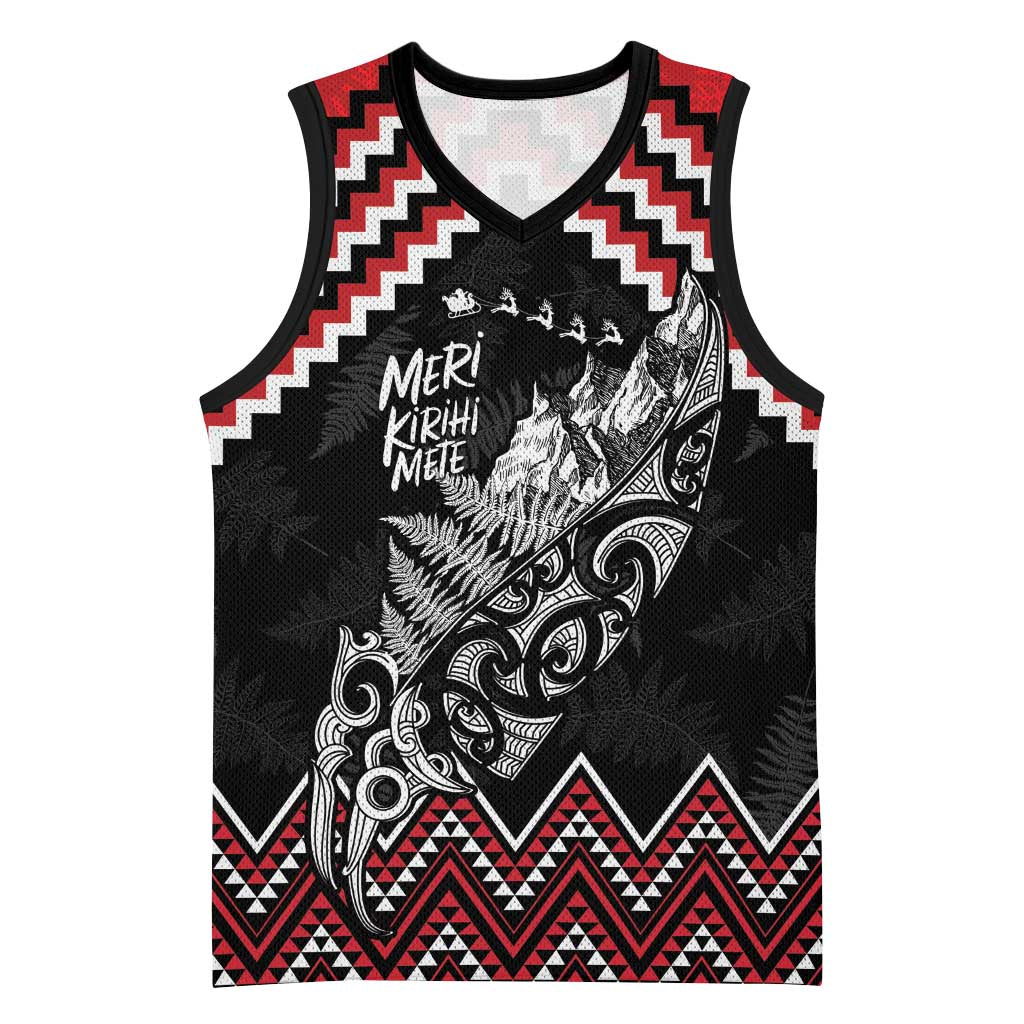 New Zealand Christmas Taniko Poutama Basketball Jersey Mountainscape Maori Fern - Vibe Hoodie