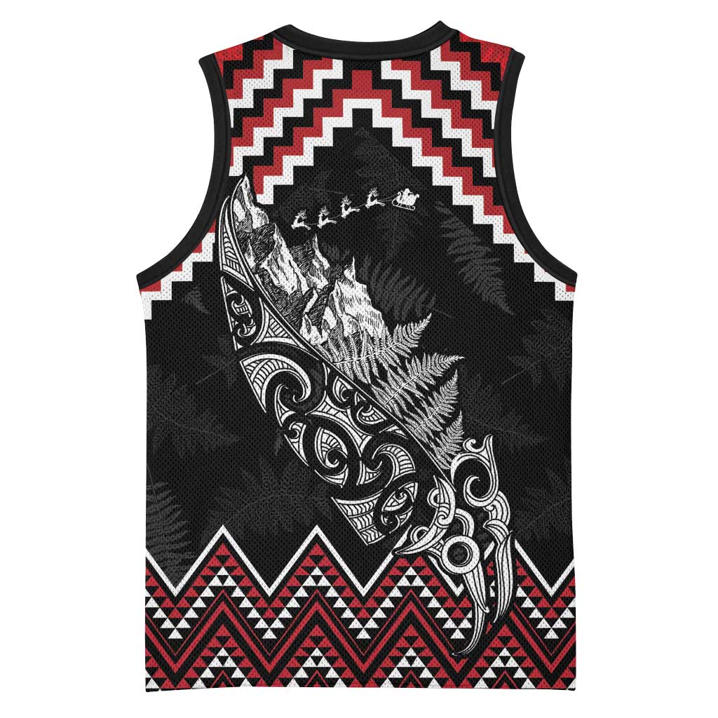 New Zealand Christmas Taniko Poutama Basketball Jersey Mountainscape Maori Fern - Vibe Hoodie