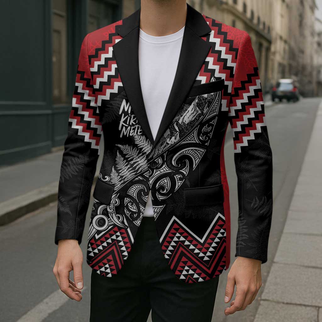 New Zealand Christmas Taniko Poutama Blazer Mountainscape Maori Fern - Vibe Hoodie