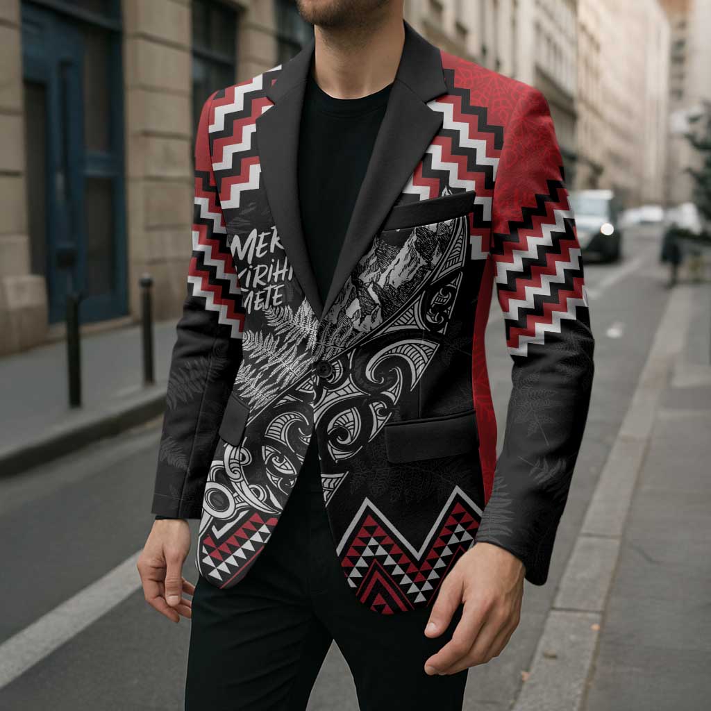New Zealand Christmas Taniko Poutama Blazer Mountainscape Maori Fern - Vibe Hoodie