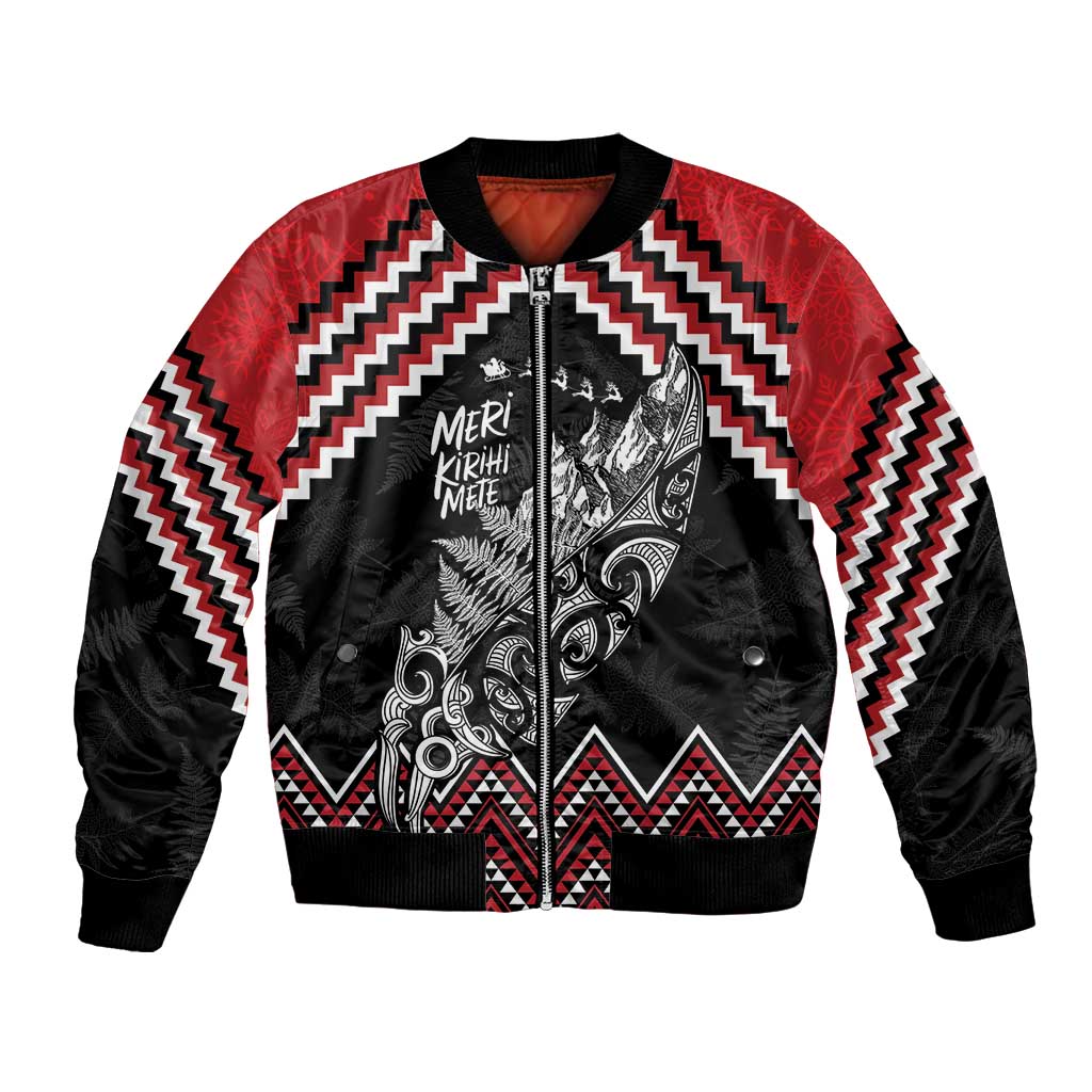 New Zealand Christmas Taniko Poutama Bomber Jacket Mountainscape Maori Fern - Vibe Hoodie