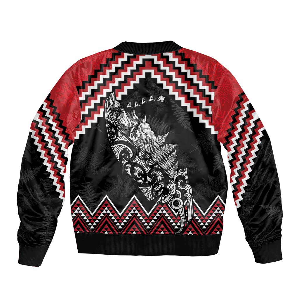 New Zealand Christmas Taniko Poutama Bomber Jacket Mountainscape Maori Fern - Vibe Hoodie