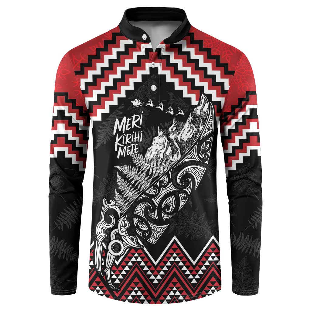 New Zealand Christmas Taniko Poutama Button Sweatshirt Mountainscape Maori Fern - Vibe Hoodie