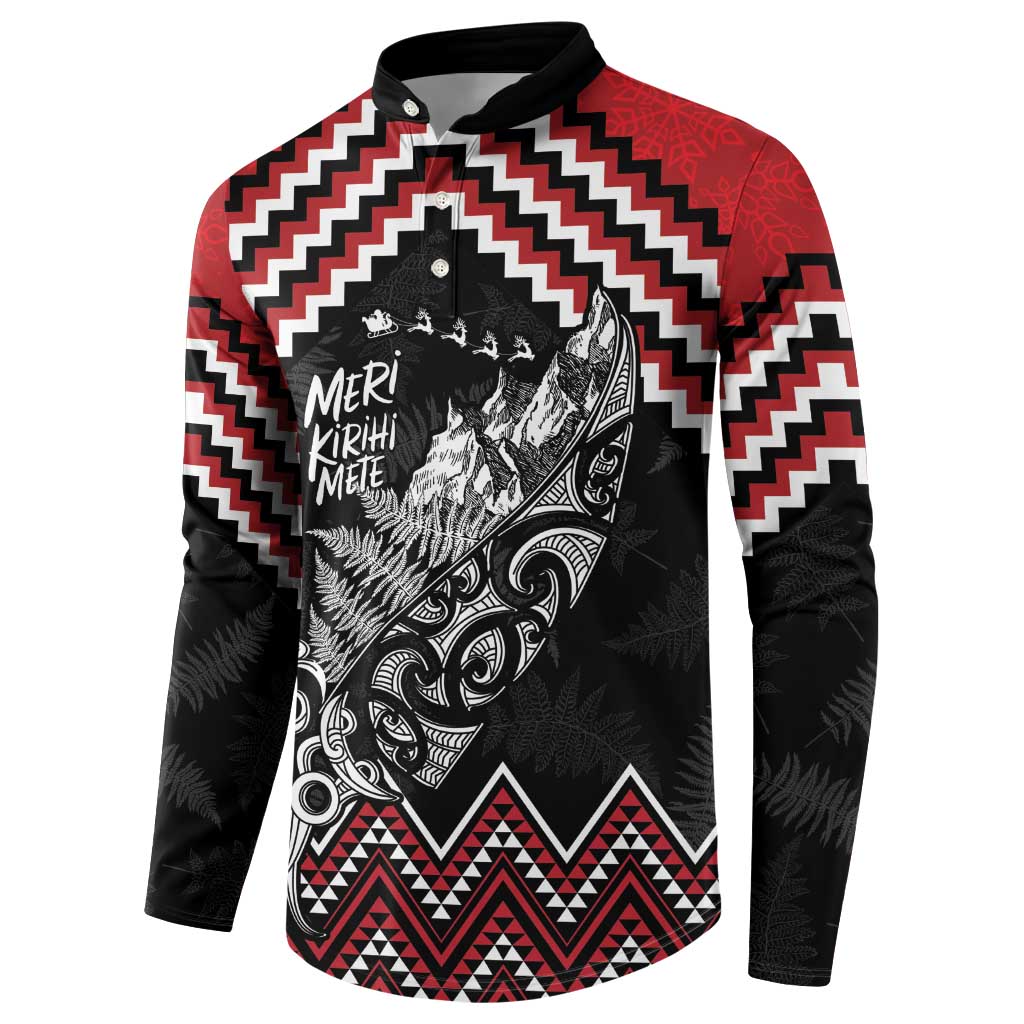 New Zealand Christmas Taniko Poutama Button Sweatshirt Mountainscape Maori Fern - Vibe Hoodie