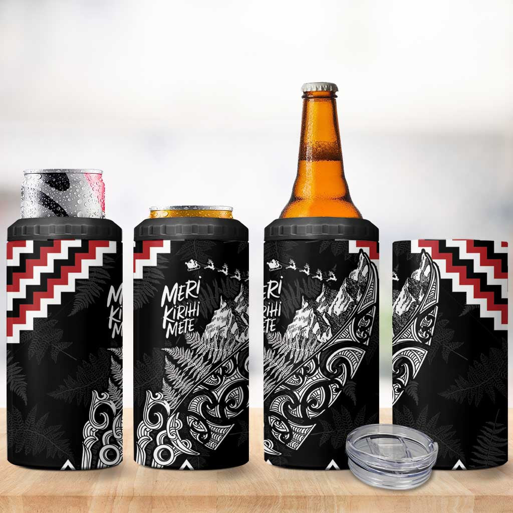 New Zealand Christmas Taniko Poutama 4 in 1 Can Cooler Tumbler Mountainscape Maori Fern - Vibe Hoodie