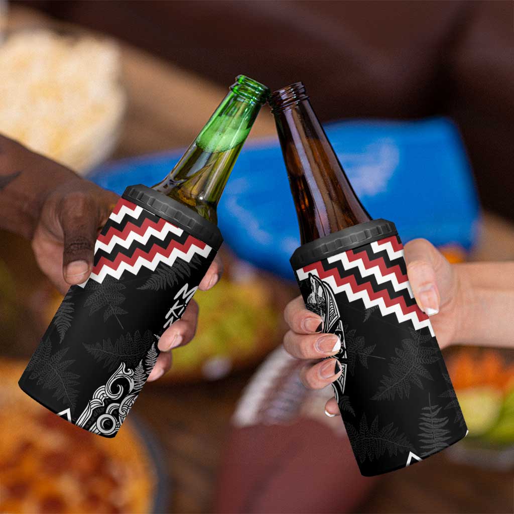 New Zealand Christmas Taniko Poutama 4 in 1 Can Cooler Tumbler Mountainscape Maori Fern - Vibe Hoodie