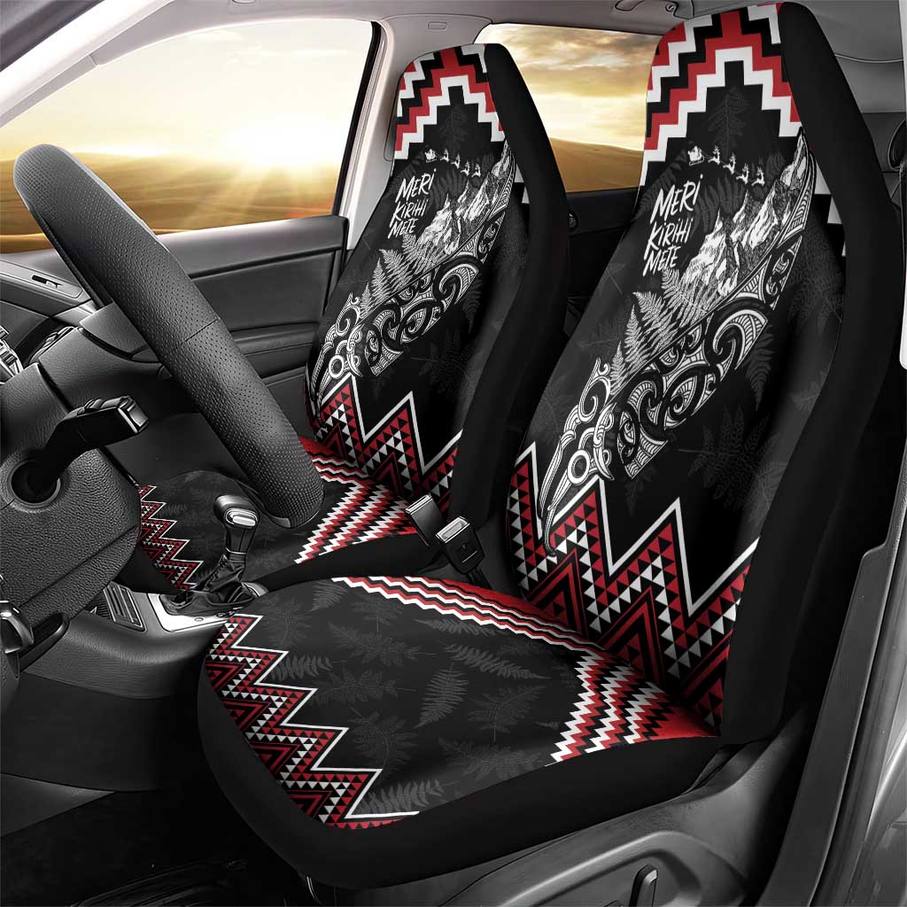 New Zealand Christmas Taniko Poutama Car Seat Cover Mountainscape Maori Fern - Vibe Hoodie