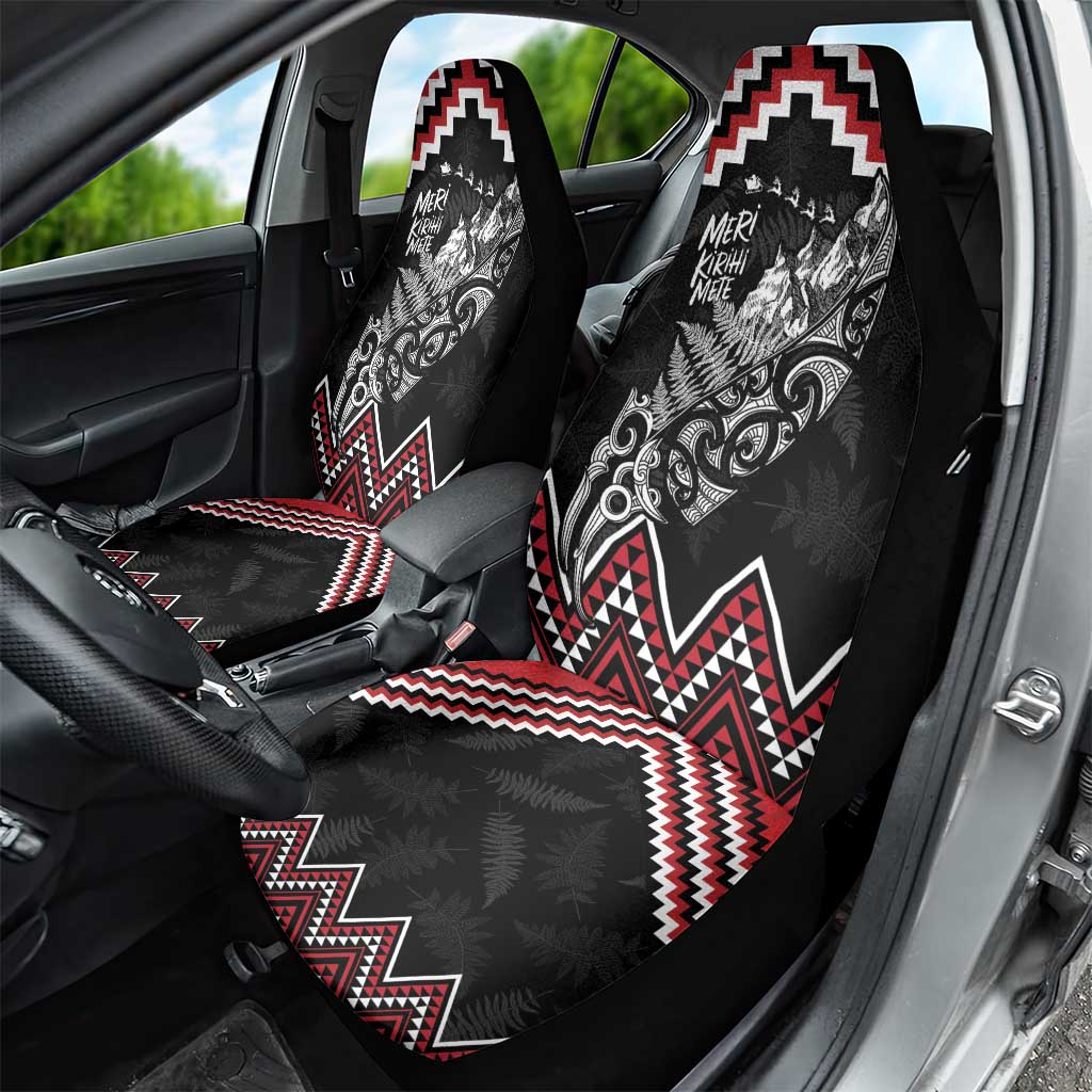 New Zealand Christmas Taniko Poutama Car Seat Cover Mountainscape Maori Fern - Vibe Hoodie