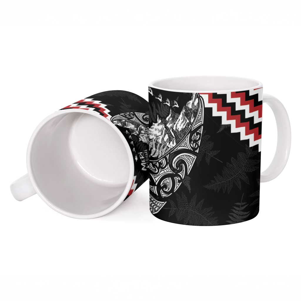 New Zealand Christmas Taniko Poutama Ceramic Mug Mountainscape Maori Fern - Vibe Hoodie