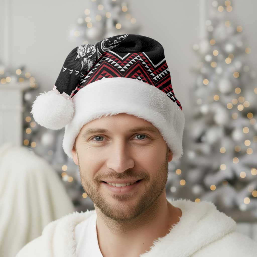 New Zealand Christmas Taniko Poutama Christmas Santa Hat Mountainscape Maori Fern - Vibe Hoodie