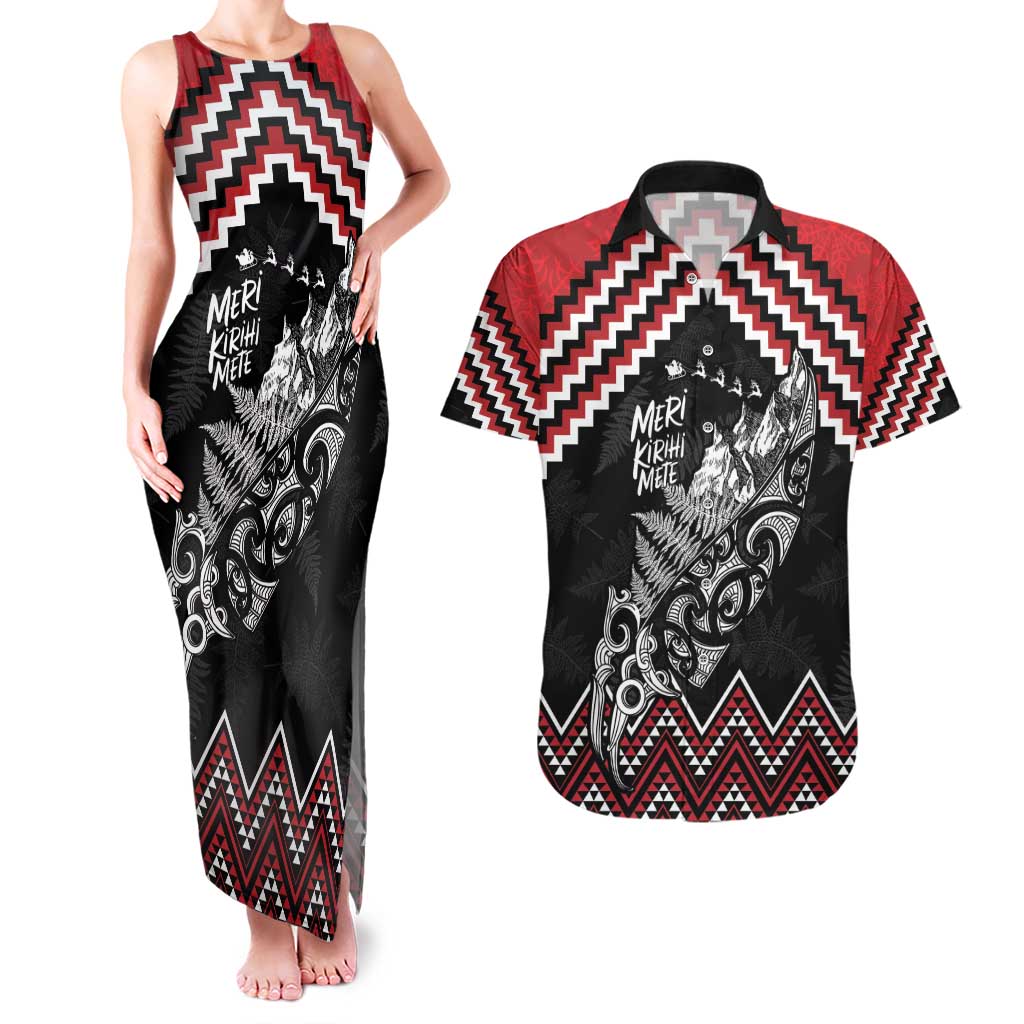 New Zealand Christmas Taniko Poutama Couples Matching Tank Maxi Dress and Hawaiian Shirt Mountainscape Maori Fern - Vibe Hoodie