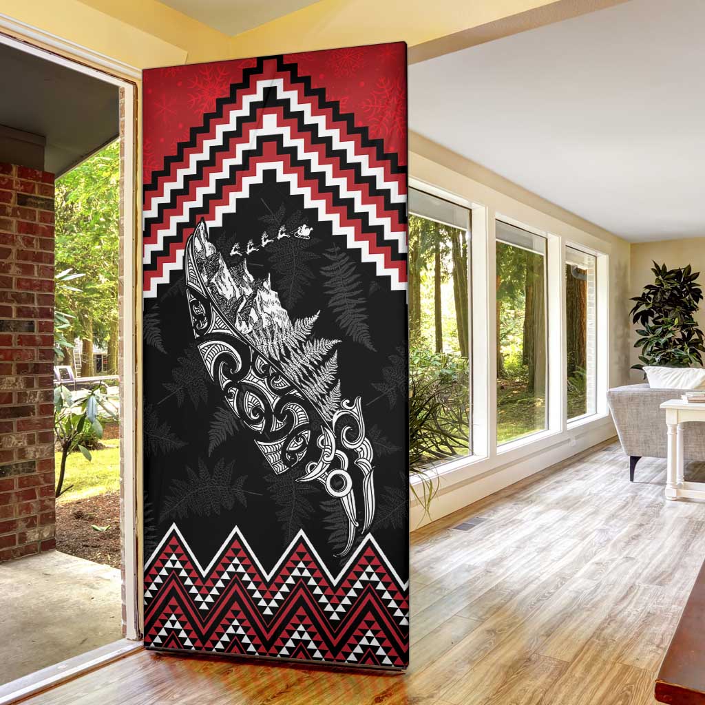 New Zealand Christmas Taniko Poutama Door Cover Mountainscape Maori Fern - Vibe Hoodie