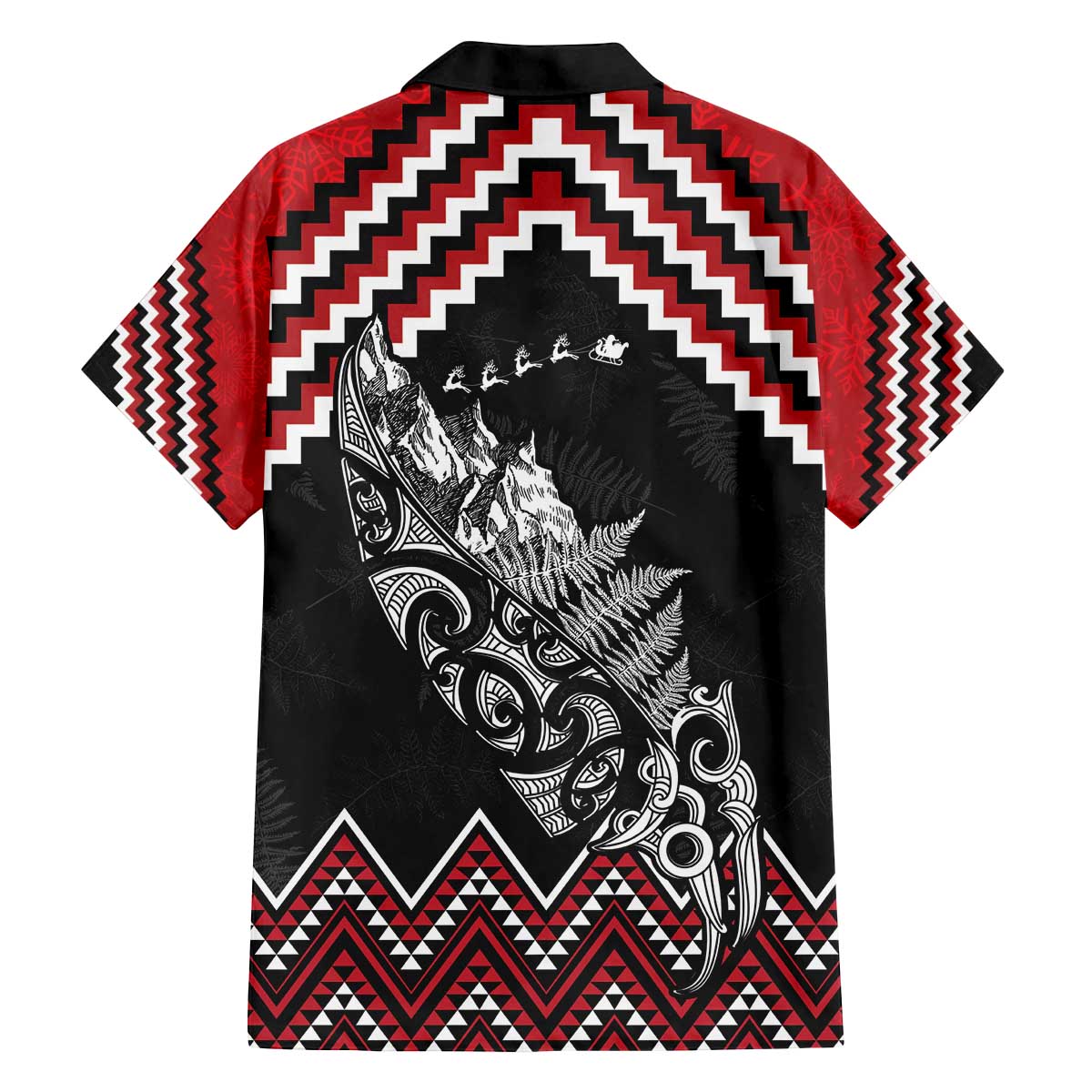 New Zealand Christmas Taniko Poutama Family Matching Off The Shoulder Long Sleeve Dress and Hawaiian Shirt Mountainscape Maori Fern - Vibe Hoodie