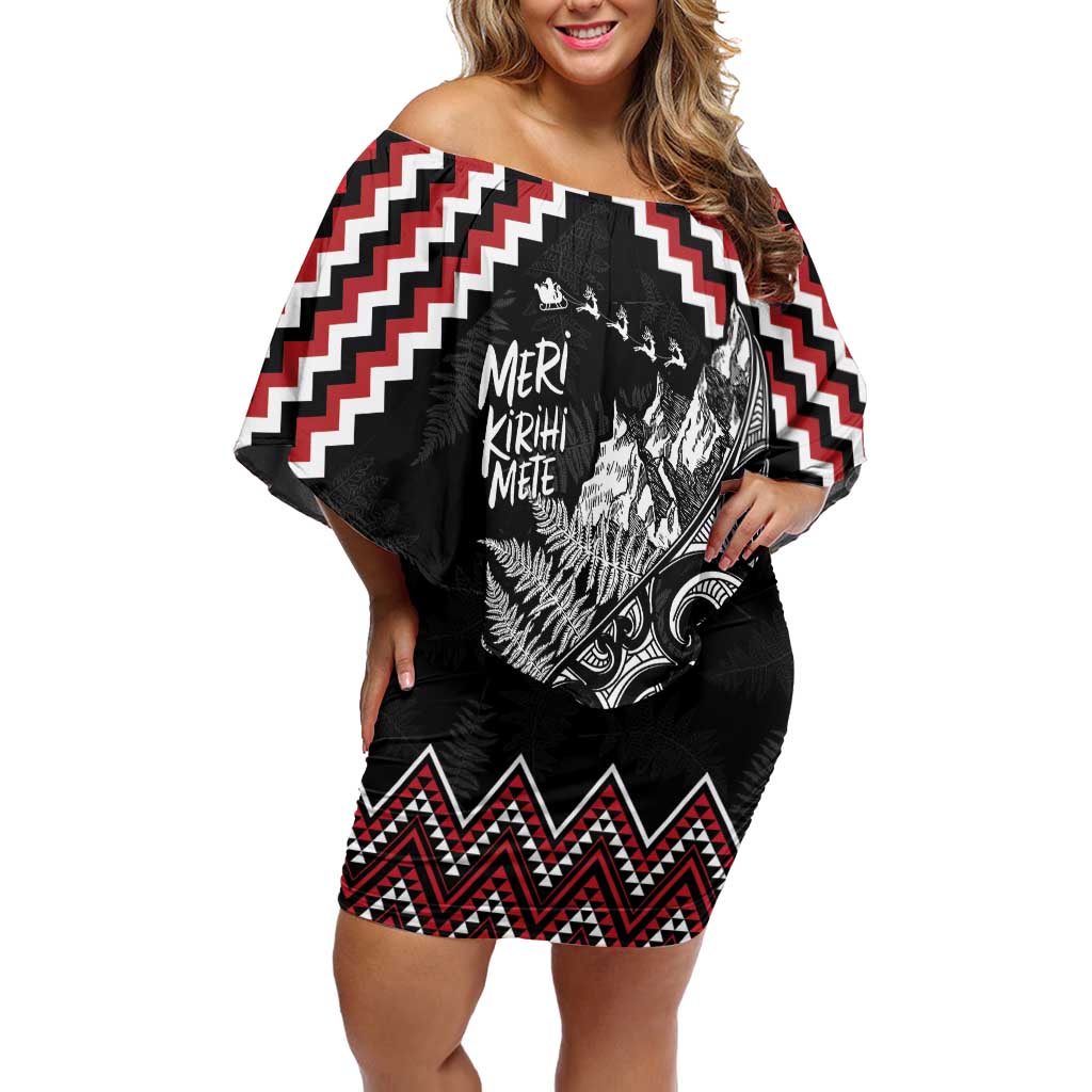 New Zealand Christmas Taniko Poutama Family Matching Off Shoulder Short Dress and Hawaiian Shirt Mountainscape Maori Fern - Vibe Hoodie