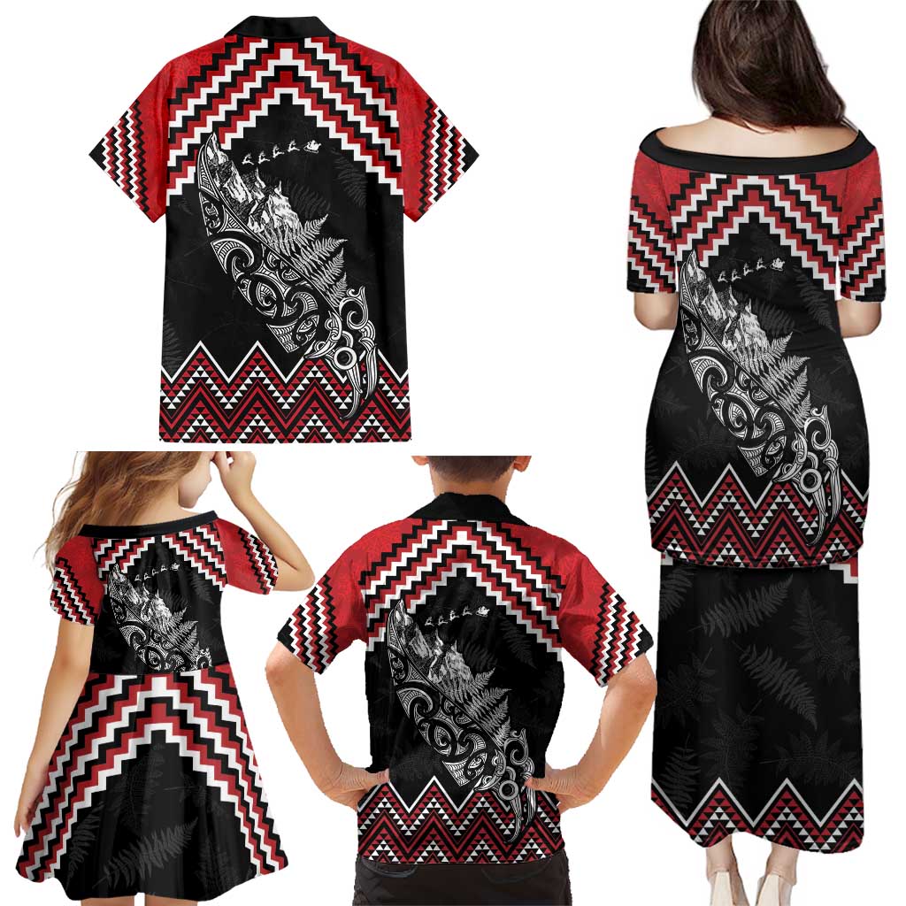 New Zealand Christmas Taniko Poutama Family Matching Puletasi and Hawaiian Shirt Mountainscape Maori Fern - Vibe Hoodie