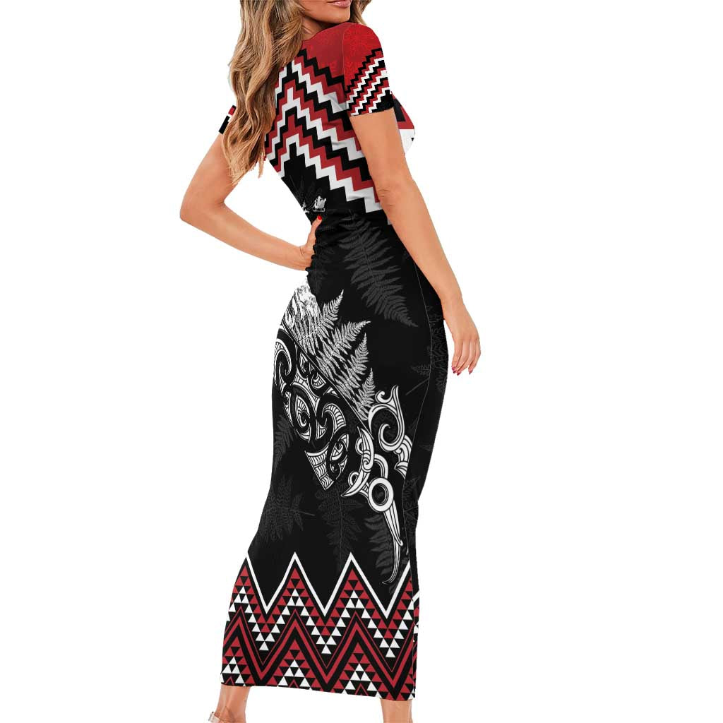 New Zealand Christmas Taniko Poutama Family Matching Short Sleeve Bodycon Dress and Hawaiian Shirt Mountainscape Maori Fern - Vibe Hoodie