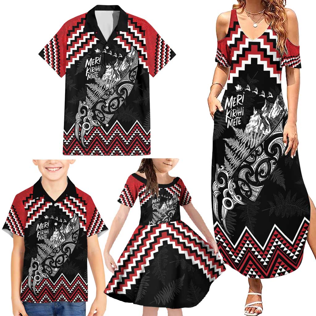 New Zealand Christmas Taniko Poutama Family Matching Summer Maxi Dress and Hawaiian Shirt Mountainscape Maori Fern - Vibe Hoodie
