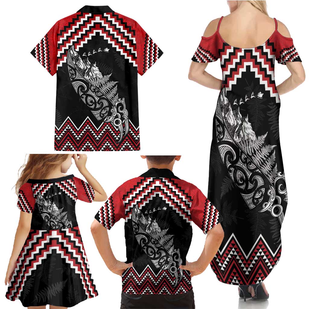 New Zealand Christmas Taniko Poutama Family Matching Summer Maxi Dress and Hawaiian Shirt Mountainscape Maori Fern - Vibe Hoodie