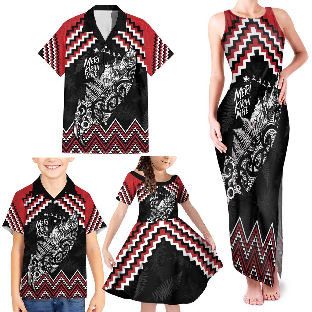 New Zealand Christmas Taniko Poutama Family Matching Tank Maxi Dress and Hawaiian Shirt Mountainscape Maori Fern - Vibe Hoodie