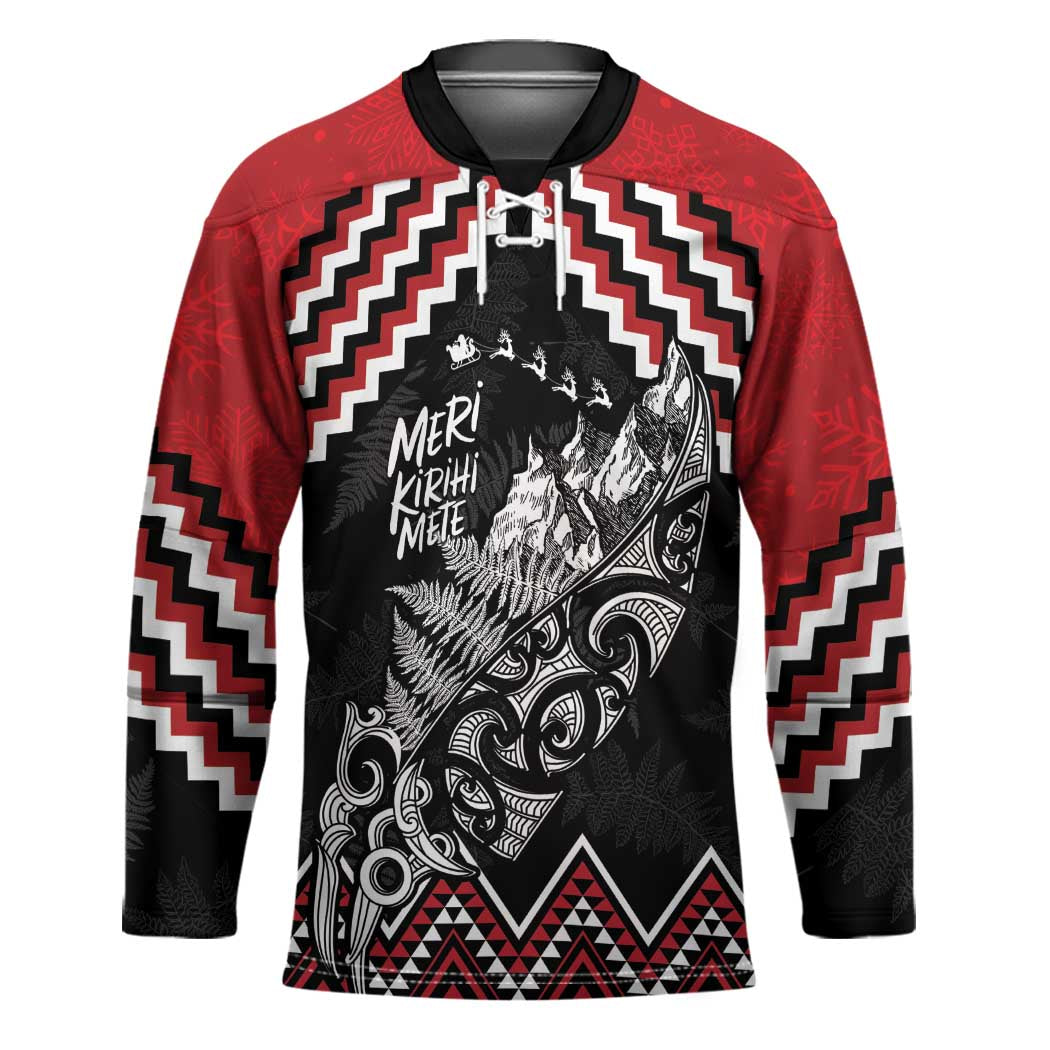New Zealand Christmas Taniko Poutama Hockey Jersey Mountainscape Maori Fern - Vibe Hoodie