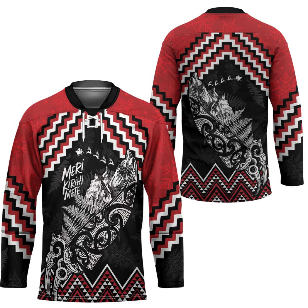 New Zealand Christmas Taniko Poutama Hockey Jersey Mountainscape Maori Fern - Vibe Hoodie
