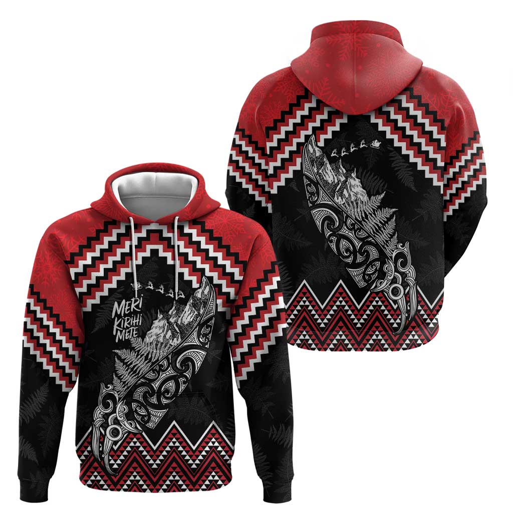 New Zealand Christmas Taniko Poutama Hoodie Mountainscape Maori Fern - Vibe Hoodie