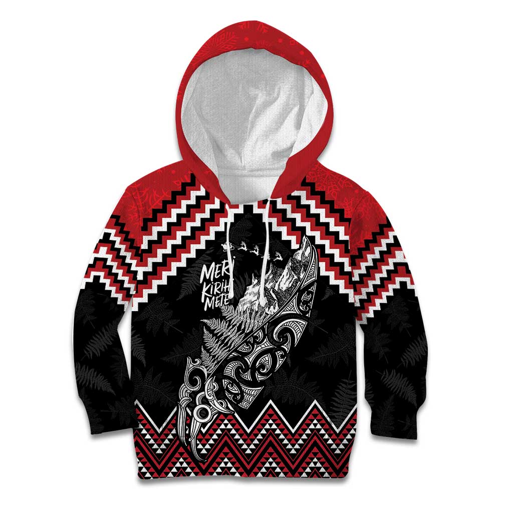 New Zealand Christmas Taniko Poutama Kid Hoodie Mountainscape Maori Fern - Vibe Hoodie