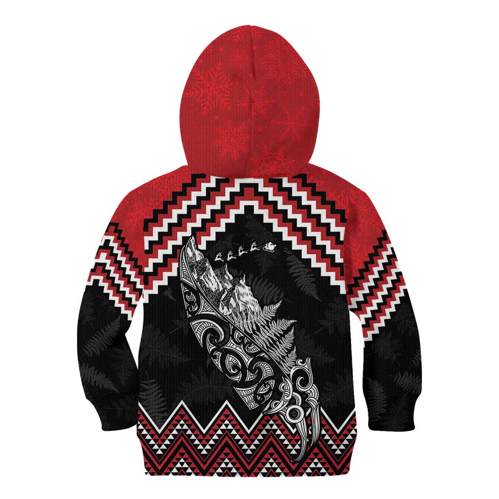 New Zealand Christmas Taniko Poutama Kid Hoodie Mountainscape Maori Fern - Vibe Hoodie
