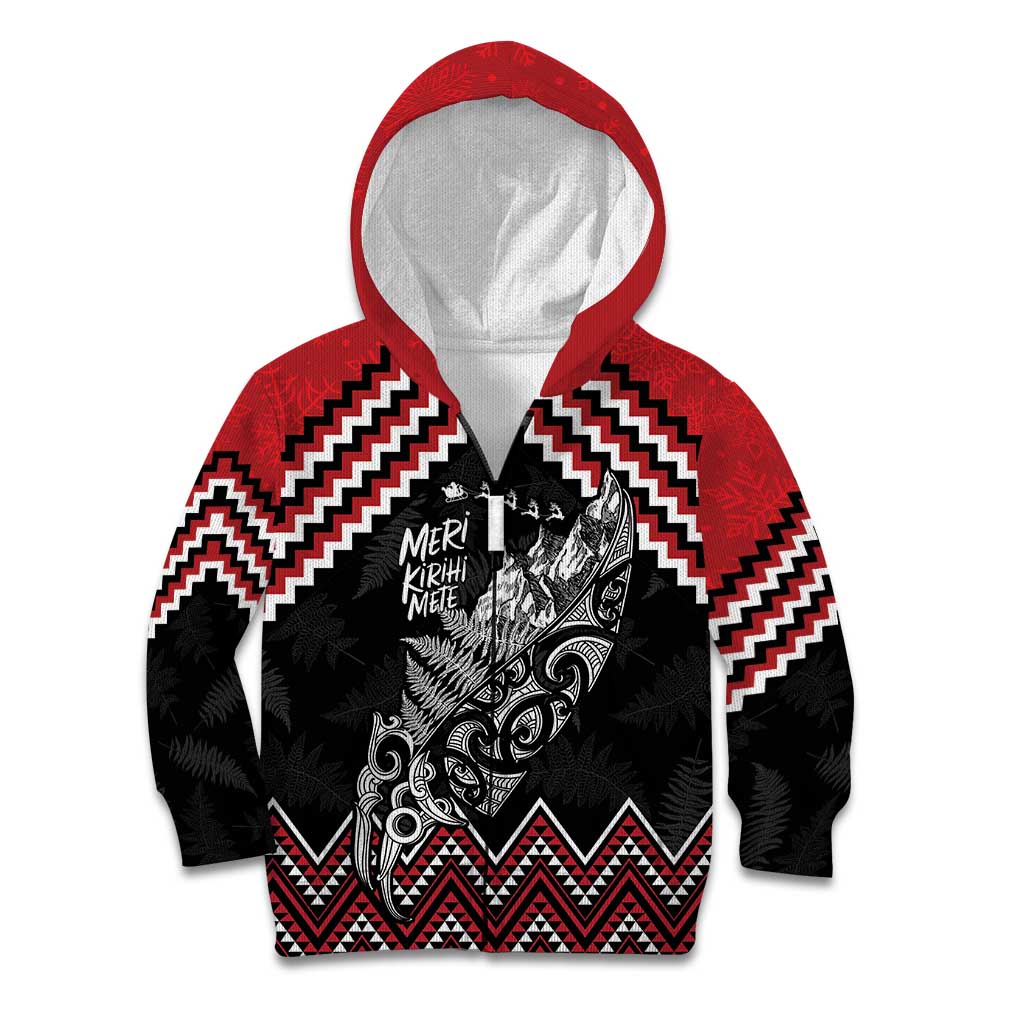 New Zealand Christmas Taniko Poutama Kid Hoodie Mountainscape Maori Fern - Vibe Hoodie