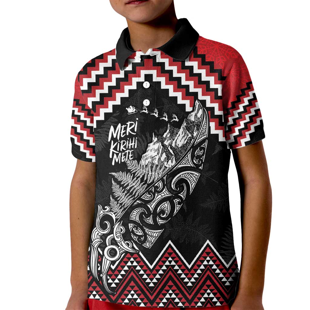 New Zealand Christmas Taniko Poutama Kid Polo Shirt Mountainscape Maori Fern - Vibe Hoodie