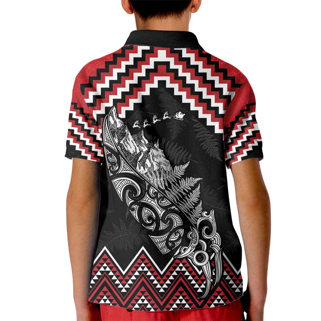 New Zealand Christmas Taniko Poutama Kid Polo Shirt Mountainscape Maori Fern - Vibe Hoodie