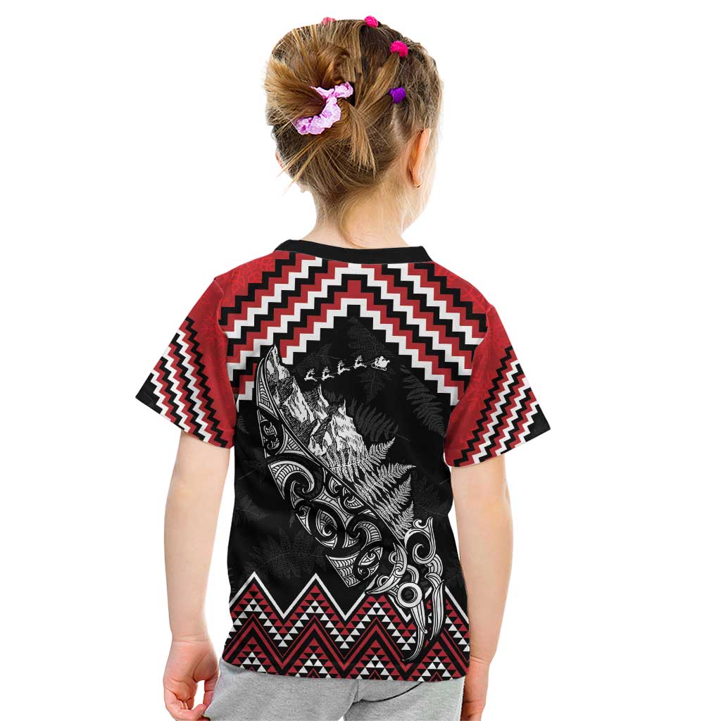 New Zealand Christmas Taniko Poutama Kid T Shirt Mountainscape Maori Fern - Vibe Hoodie