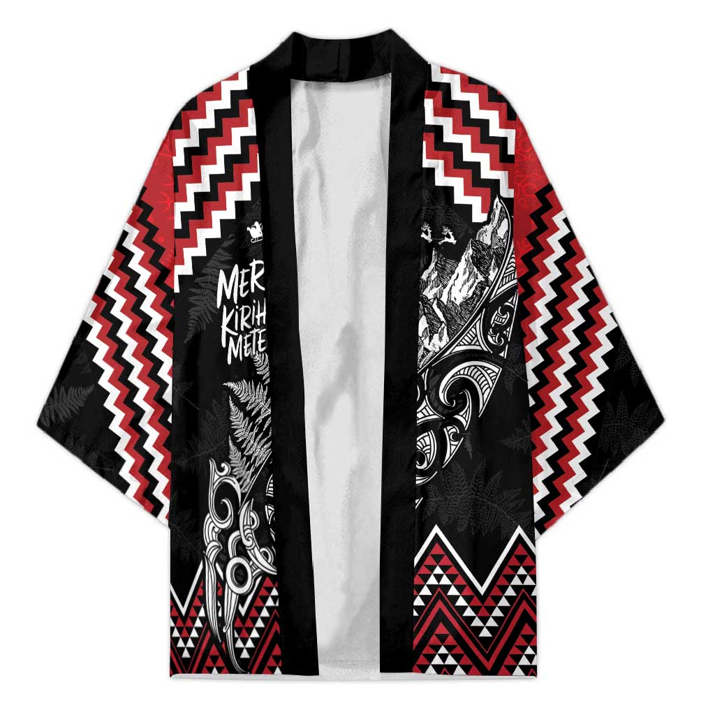 New Zealand Christmas Taniko Poutama Kimono Mountainscape Maori Fern - Vibe Hoodie