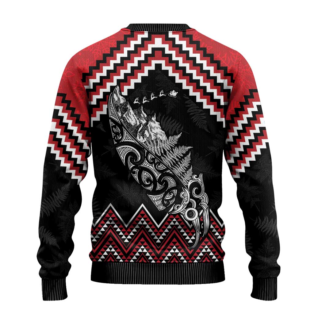 New Zealand Christmas Taniko Poutama Ugly Christmas Sweater Mountainscape Maori Fern - Vibe Hoodie